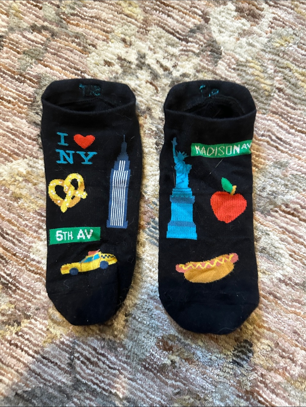 SLT Pilates, grippy NYC Novelty Ankle Socks with Landmark Icons